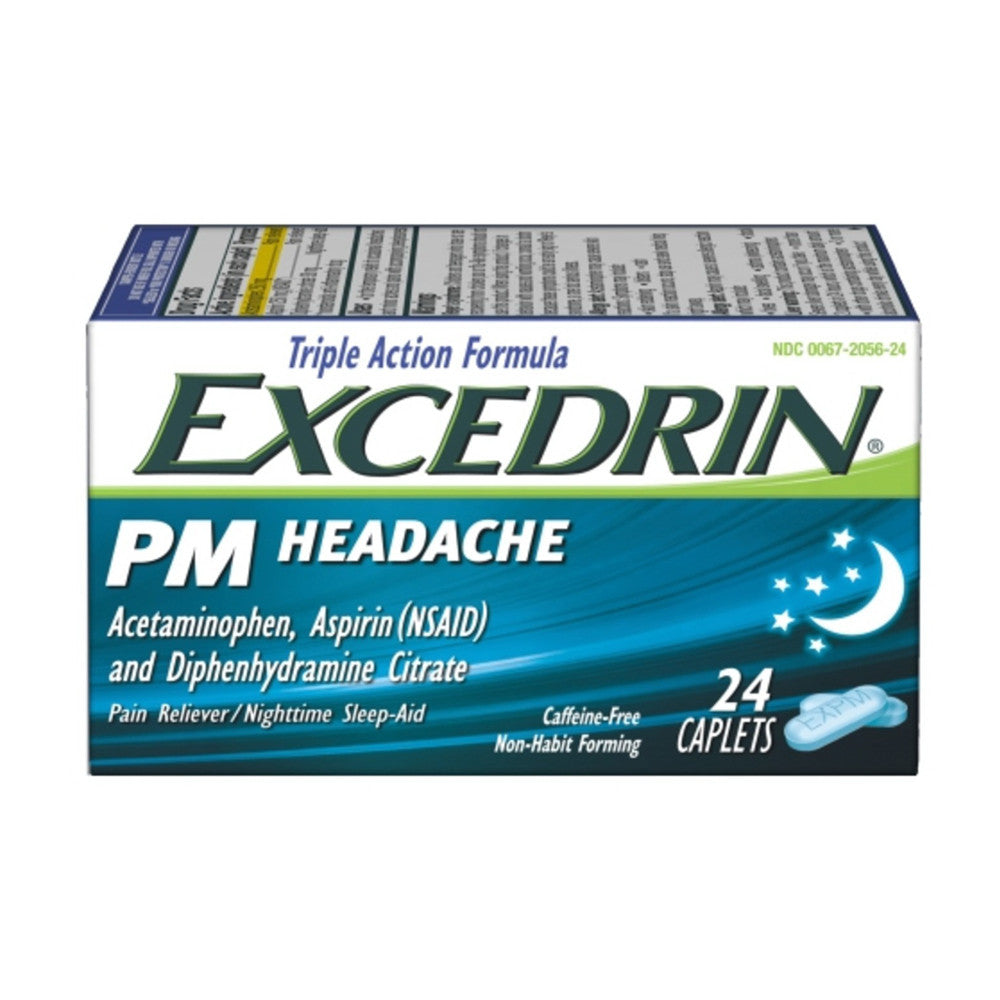 Excedrin PM Triple Action Formula Headache Caplets, Sleep Aid, 24 Ea